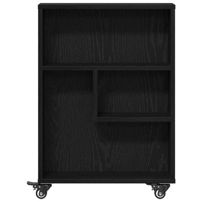 Carrello di Stoccaggio Stretto Rovere nero 48 x 13 x 68 cm