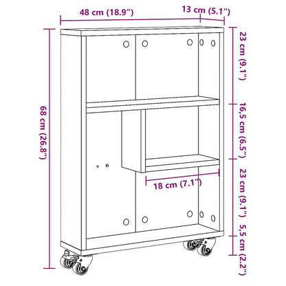 Carrello di Stoccaggio Stretto Rovere Nero 48 x 13 x 68 cm | homemem39