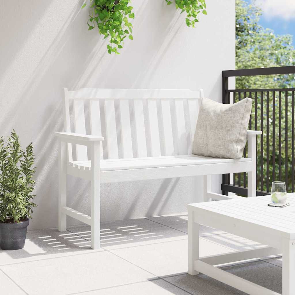 Panchina da giardino con cuscino Bianco 120 x 59 x 88cm HDPE