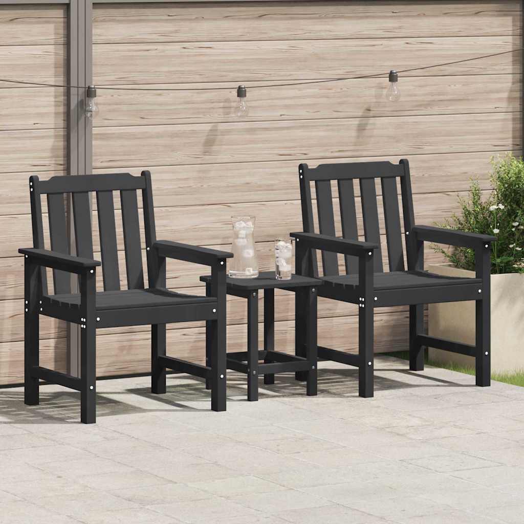 Sedia da pranzo da giardino 2 pcs Nero 65.5 x 59 x 88cm HDPE