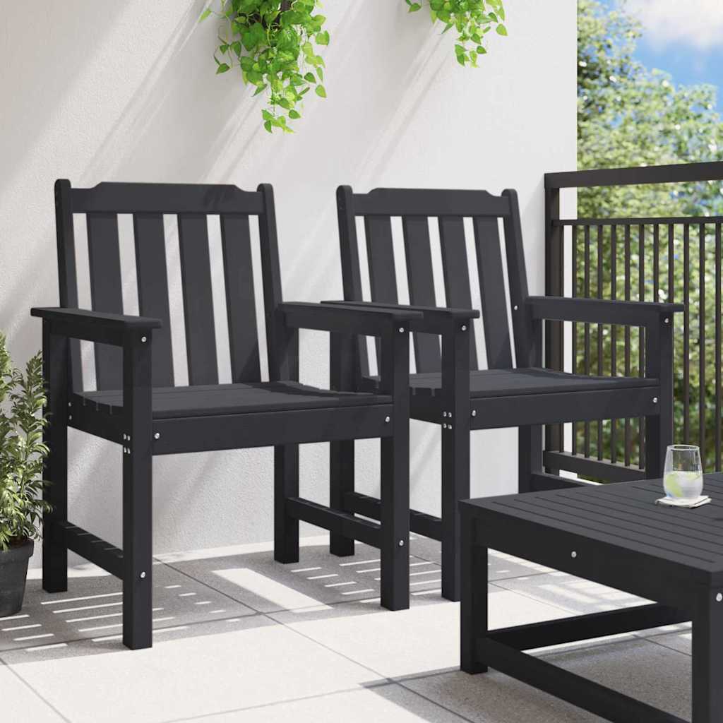 Sedia da pranzo da giardino 2 pcs Nero 65.5 x 59 x 88cm HDPE
