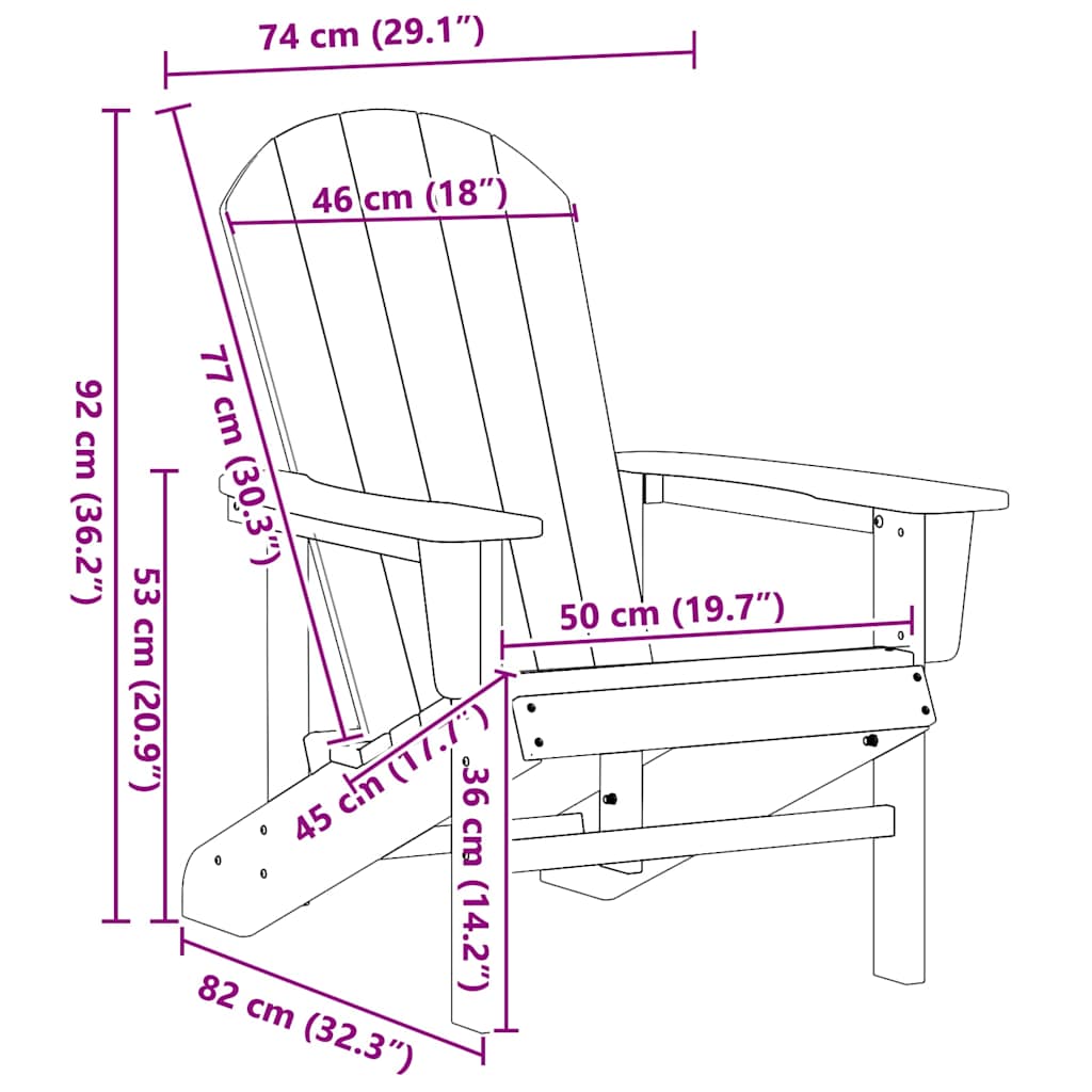 Sedia Adirondack Blu navy 82 x 74 x 92 cm HDPE | homemem39