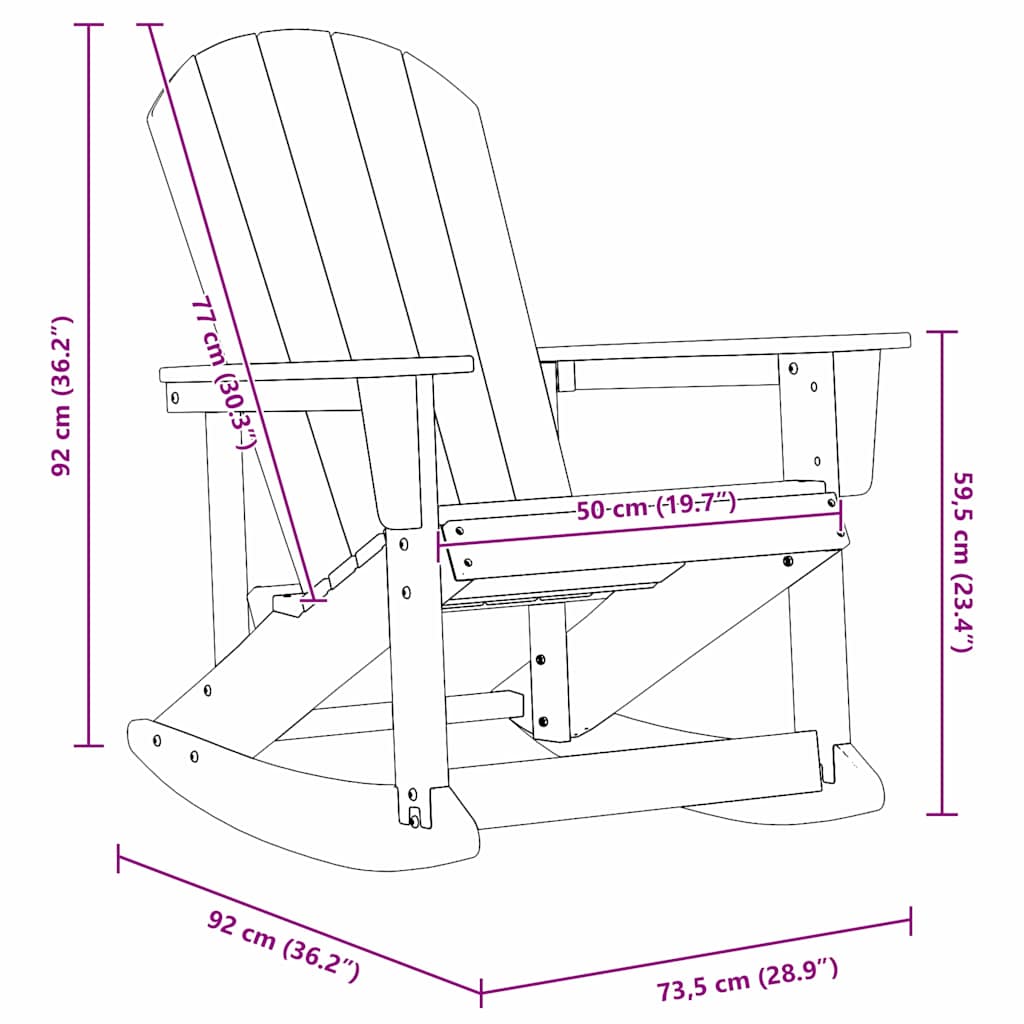 Poltrona a dondolo Adirondack Blu navy 92 x 73,5 x 92 cm HDPE | homemem39