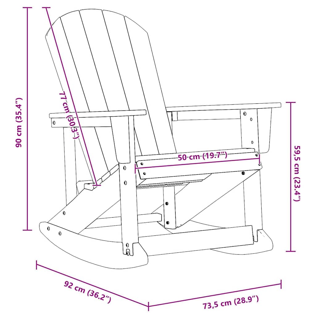 Poltrona a dondolo Adirondack Nero 92 x 73,5 x 92 cm HDPE | homemem39