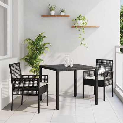 Set da Pranzo per Giardino 3 pcs Nero polyrattan | homemem39