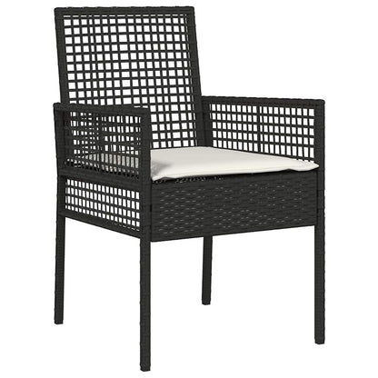 Set da Pranzo per Giardino 5 pcs Nero Poly Rattan
