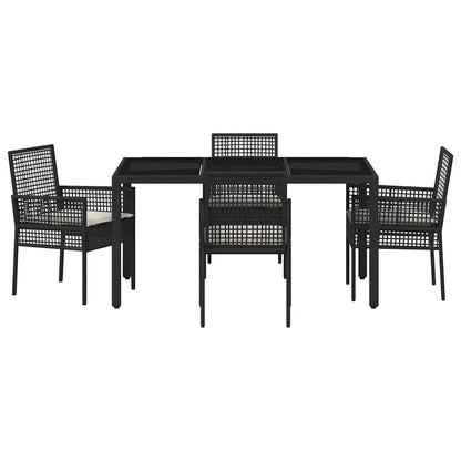 Set da Pranzo per Giardino 5 pcs Nero Poly Rattan