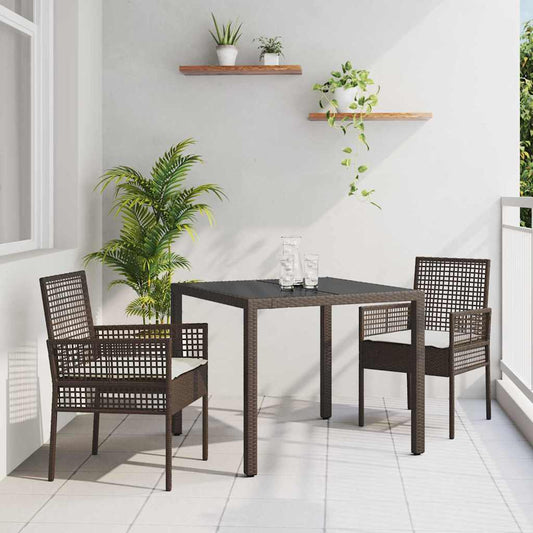 Set da Pranzo per Giardino 3 pcs Marrone Poly Rattan