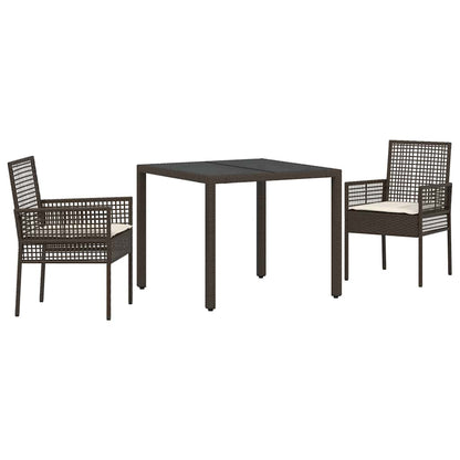 Set da Pranzo per Giardino 3 pcs Marrone Poly Rattan