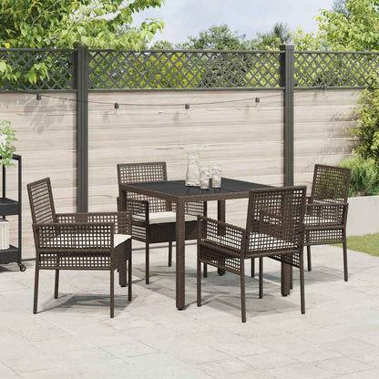 Set da Pranzo per Giardino 5 pcs Marrone Poly Rattan