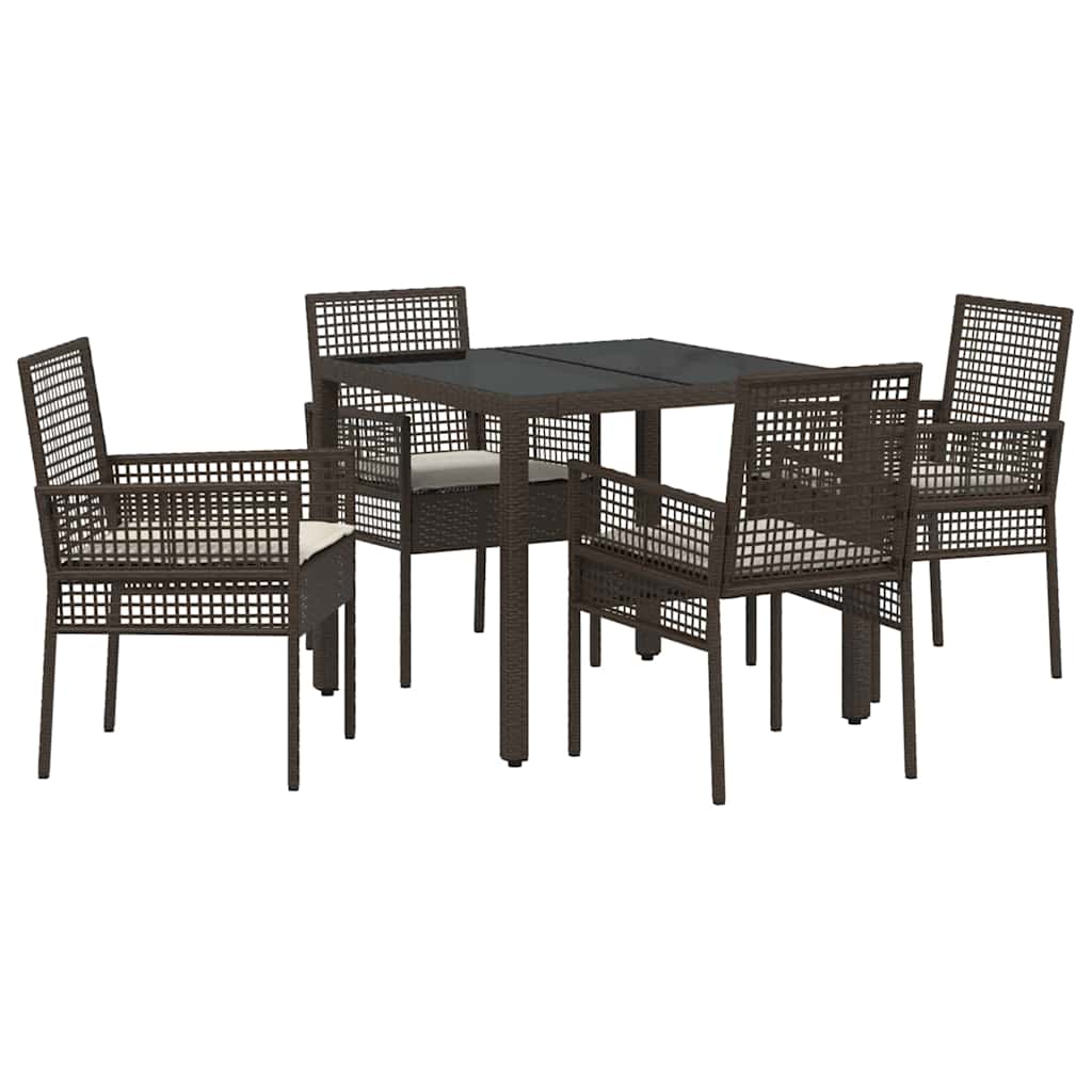 Set da Pranzo per Giardino 5 pcs Marrone Poly Rattan
