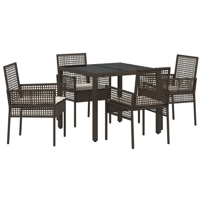 Set da Pranzo per Giardino 5 pcs Marrone Poly Rattan