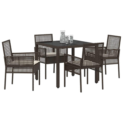 Set da Pranzo per Giardino 5 pcs Marrone Poly Rattan