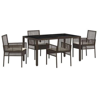 Set da Pranzo per Giardino 5 pcs Marrone polyrattan