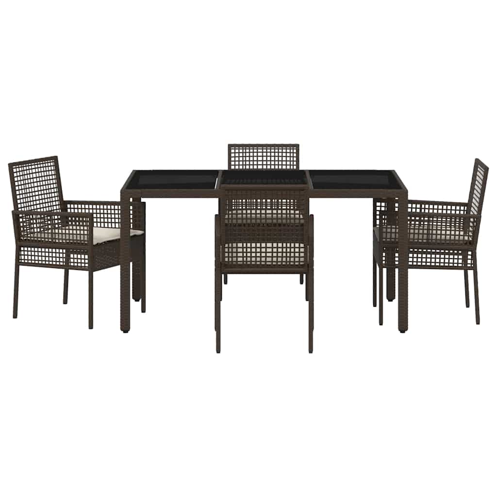 Set da Pranzo per Giardino 5 pcs Marrone polyrattan | homemem39