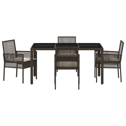 Set da Pranzo per Giardino 5 pcs Marrone polyrattan | homemem39