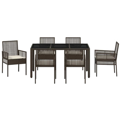 Set da Pranzo per Giardino 7 pcs Marrone polyrattan | homemem39