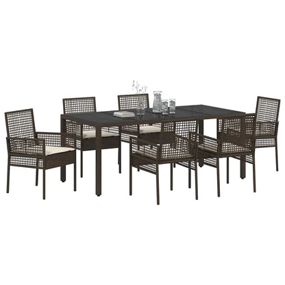 Set da Pranzo per Giardino 7 pcs Marrone polyrattan | homemem39