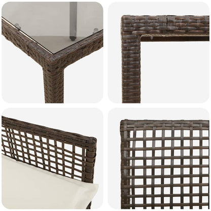 Set da Pranzo per Giardino 9 pcs Marrone Poly Rattan