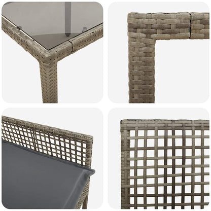 Set da Pranzo per Giardino 3 pcs Grigio Poly Rattan