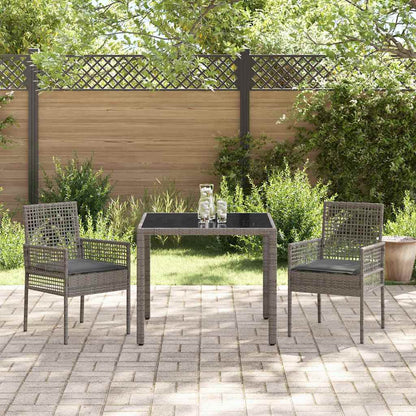 Set da Pranzo per Giardino 3 pcs Grigio Poly Rattan