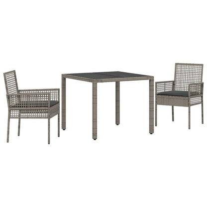 Set da Pranzo per Giardino 3 pcs Grigio Poly Rattan