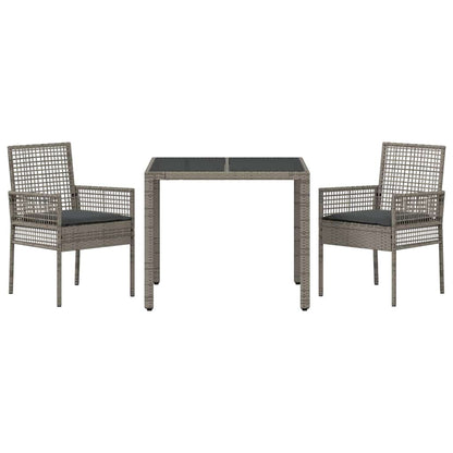 Set da Pranzo per Giardino 3 pcs Grigio Poly Rattan