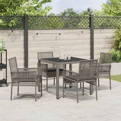 Set da Pranzo per Giardino 5 pcs Grigio polyrattan | homemem39