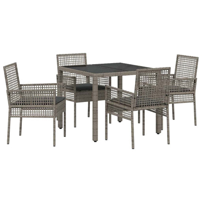 Set da Pranzo per Giardino 5 pcs Grigio polyrattan | homemem39
