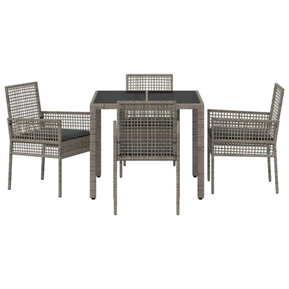 Set da Pranzo per Giardino 5 pcs Grigio polyrattan | homemem39