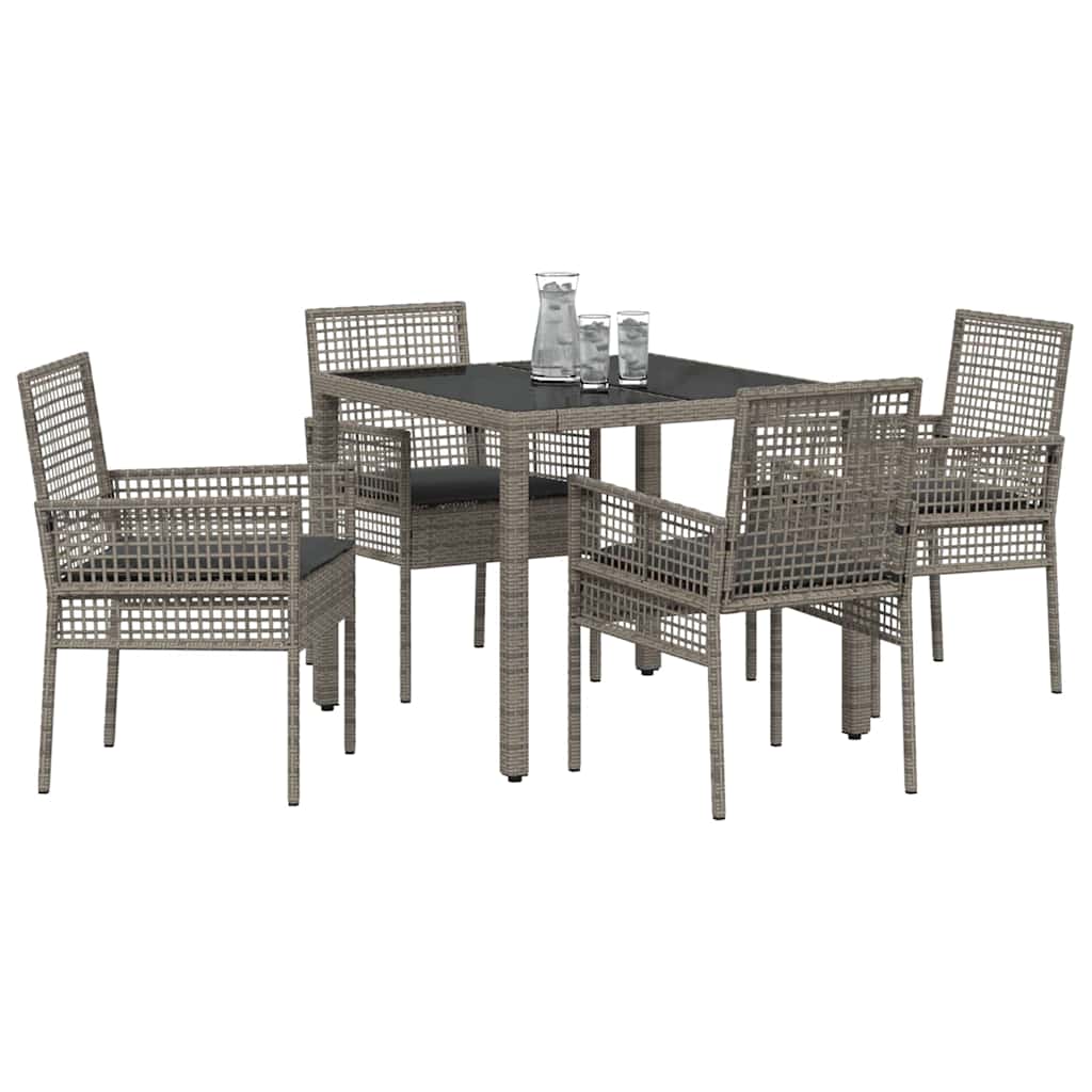 Set da Pranzo per Giardino 5 pcs Grigio polyrattan | homemem39