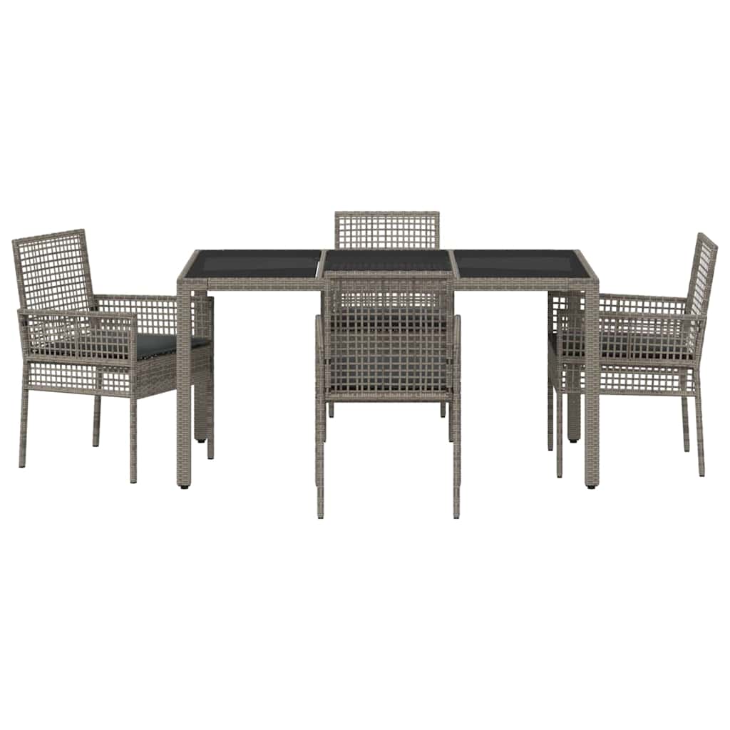 Set da Pranzo per Giardino 5 pcs Grigio polyrattan | homemem39