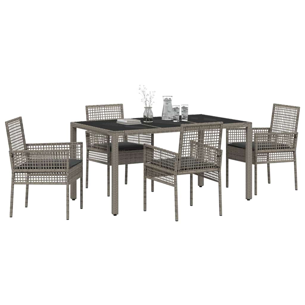 Set da Pranzo per Giardino 5 pcs Grigio polyrattan | homemem39