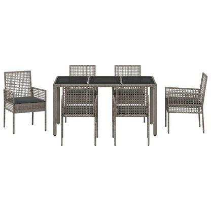 Set da Pranzo per Giardino 7 pcs Grigio polyrattan | homemem39
