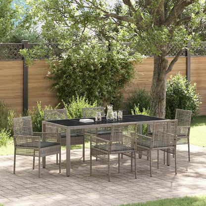 Set da Pranzo per Giardino 7 pcs Grigio Poly Rattan