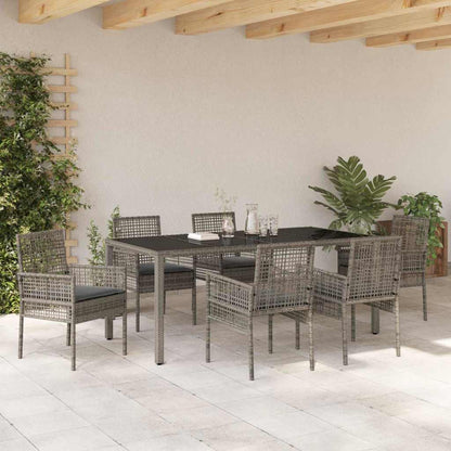 Set da Pranzo per Giardino 7 pcs Grigio Poly Rattan