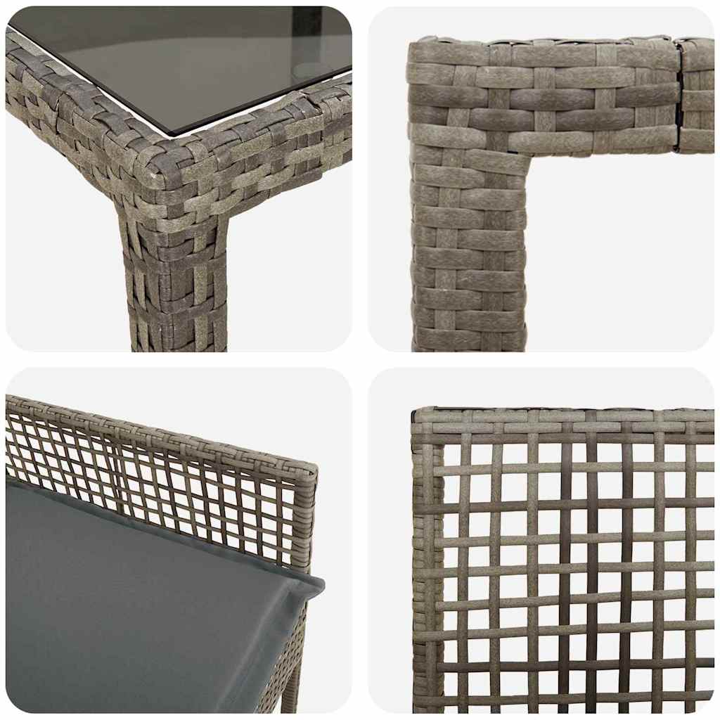 Set da Pranzo per Giardino 9 pcs Grigio polyrattan | homemem39