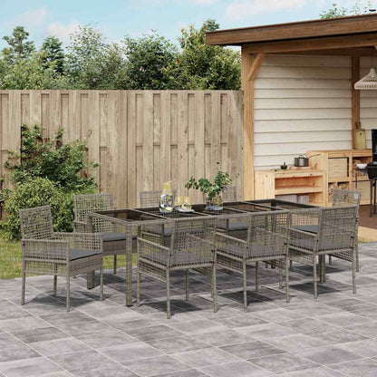 Set da Pranzo per Giardino 9 pcs Grigio polyrattan | homemem39