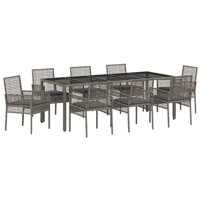 Set da Pranzo per Giardino 9 pcs Grigio polyrattan | homemem39