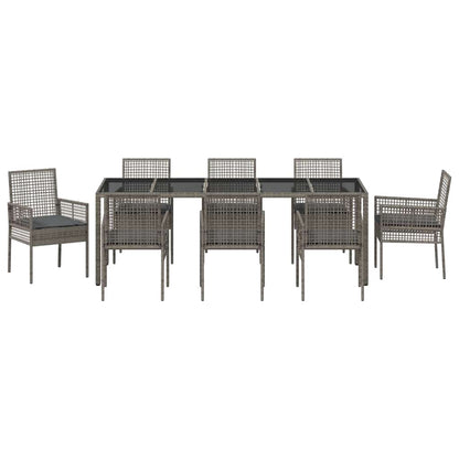 Set da Pranzo per Giardino 9 pcs Grigio polyrattan | homemem39