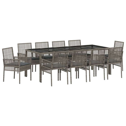Set da Pranzo per Giardino 11 pcs Grigio polyrattan | homemem39