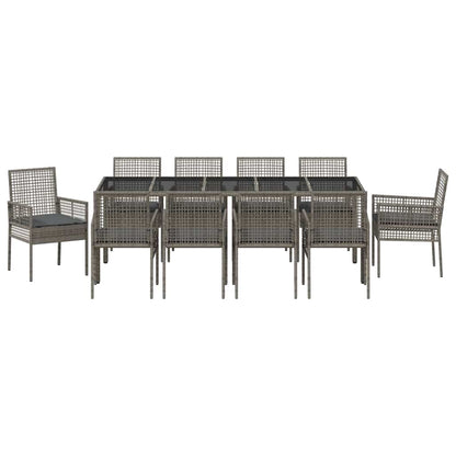 Set da Pranzo per Giardino 11 pcs Grigio polyrattan | homemem39