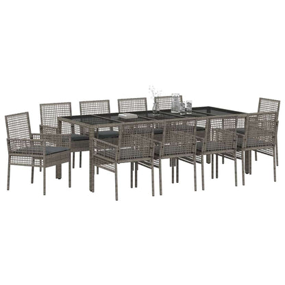 Set da Pranzo per Giardino 11 pcs Grigio polyrattan | homemem39