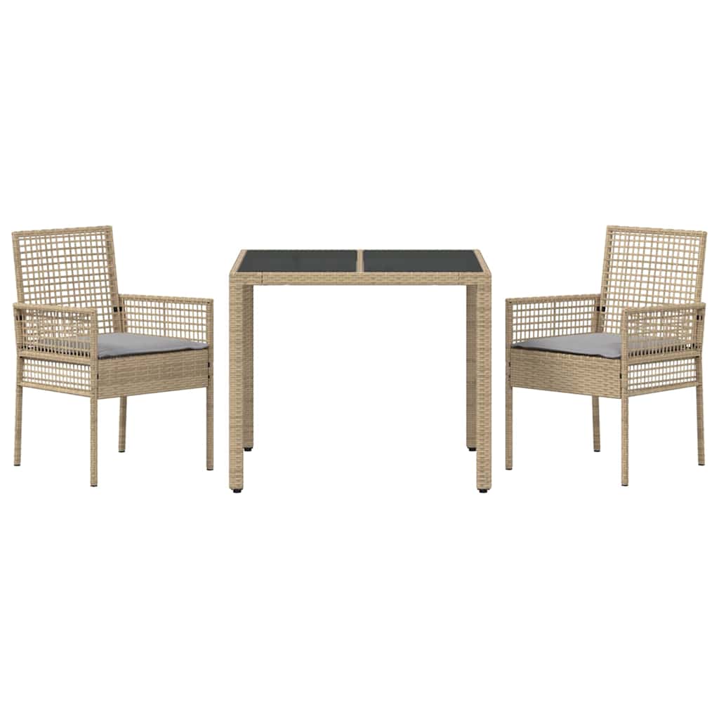 Set da Pranzo per Giardino 3 pcs Beige polyrattan | homemem39