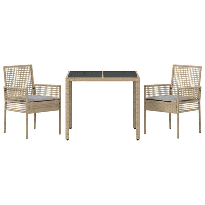 Set da Pranzo per Giardino 3 pcs Beige polyrattan | homemem39