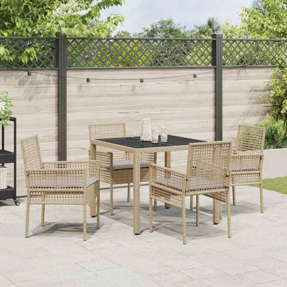 Set da Pranzo per Giardino 5 pcs Beige Poly Rattan