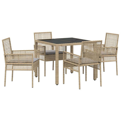 Set da Pranzo per Giardino 5 pcs Beige Poly Rattan