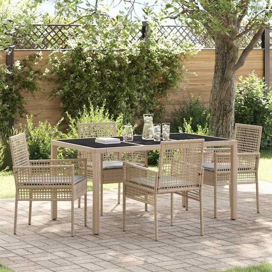 Set da Pranzo per Giardino 5 pcs Beige Poly Rattan