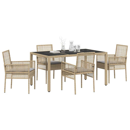 Set da Pranzo per Giardino 5 pcs Beige Poly Rattan