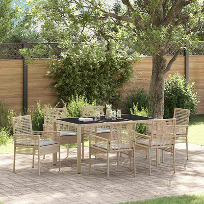 Set da Pranzo per Giardino 7 pcs Beige polyrattan | homemem39